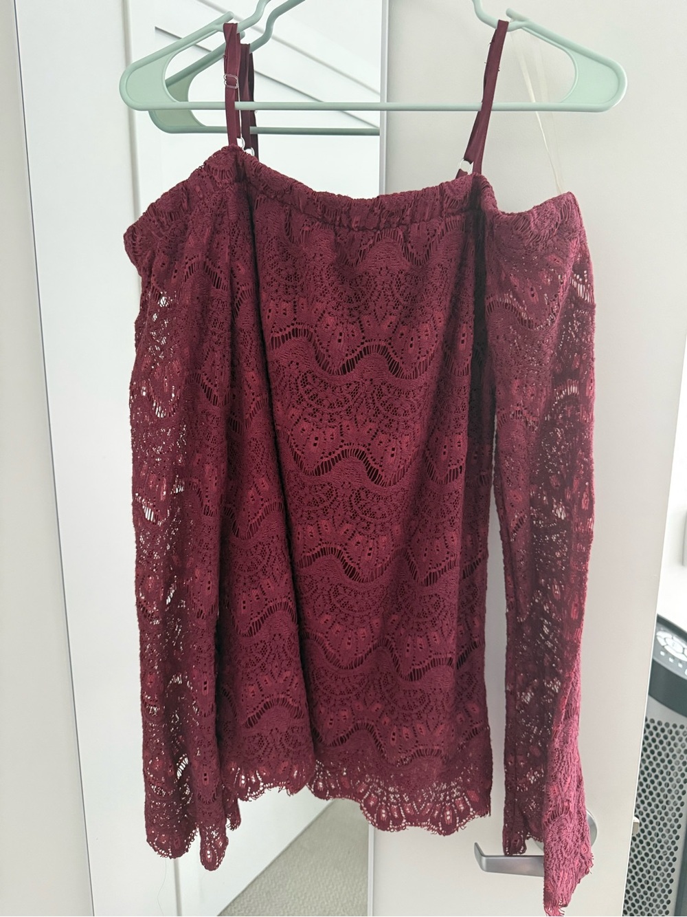 No Boundaries Burgundy Lace Off-Shoulder Blouse